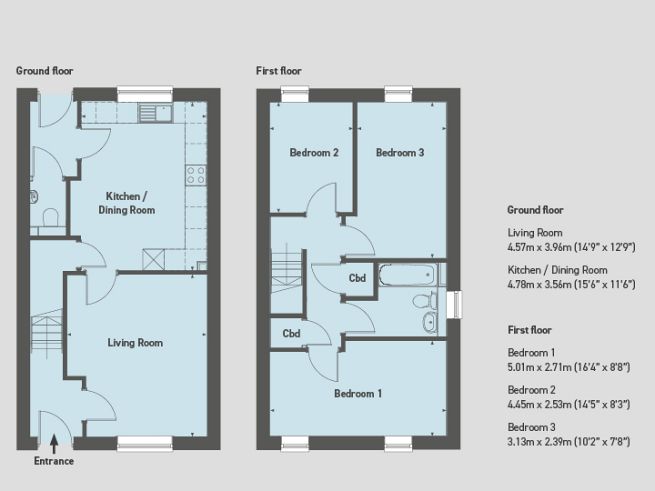 Floor plan, 3 bedroom house - artist's impression subject to change.